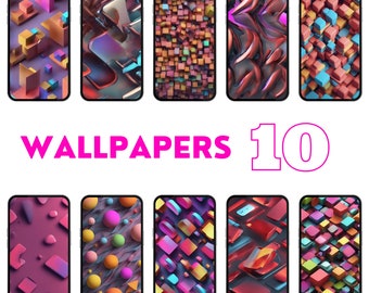 10 Hintergrundbilder für Mobilgeräte, IOS oder Android. Farbige Tapeten, Boho. Abstrakter Sperrbildschirm und Hintergrundbild