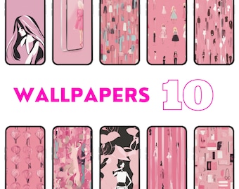 10 ästhetische Hintergrundbilder, Pink, Pink Doll, IOS, Android, Pink Hintergrund, Pink Dolls Hintergrund. Rosa Puppenzeichnung. Rosa Bildschirmabdeckung