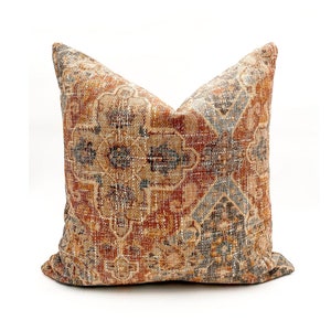 Throw Pillow | Rust Gray Pillow | Steel Blue Pillow | Floral Mosaic Pillows | Handmade Pillow Cover | Designer Pillow Cover | EGON