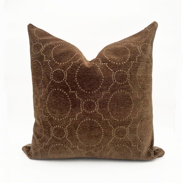 Throw Pillow | Chocolate Brown Pillow | Soft Chenille Pillow | Trellis Pillow | Handmade Pillow Cover | Designer Pillow Cover | MARLA