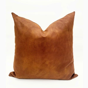 Cognac leather lumbar pillow hot sale