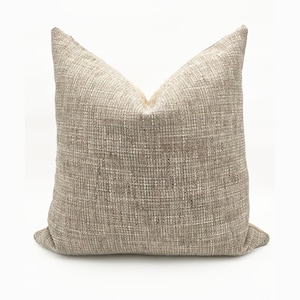 Throw Pillows | Greige Woven Pillow | Neutral Tweed Pillow | Handmade Pillow Cover |Designer Pillow Cover | HANNAH