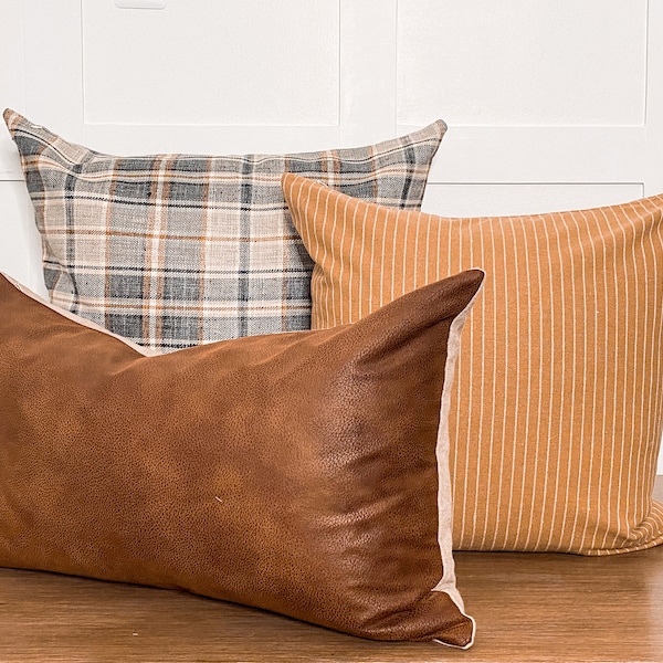 Camel Leather Pillow Etsy