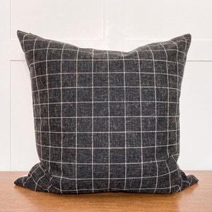 Throw Pillows | Plaid Pillow | Black and Cream Pillow Cover | Farmhouse Pillow | Handmade Pillow Cover | Designer Pillow Cover | BAXTER