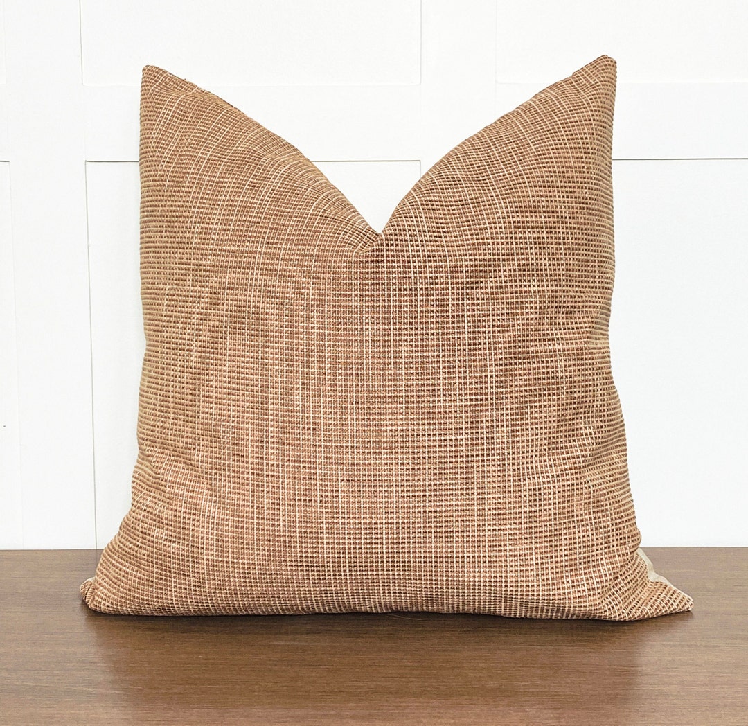 Throw Pillow Warm Pillow Cover Fall Pillow Cover Rust Cinnamon Woven