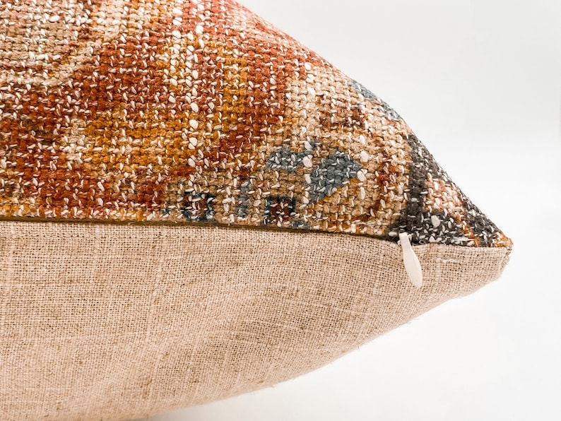 Throw Pillow Rust Gray Pillow Steel Blue Pillow Floral Etsy