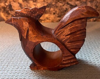 Wooden Rooster & Chicken Napkin Holders