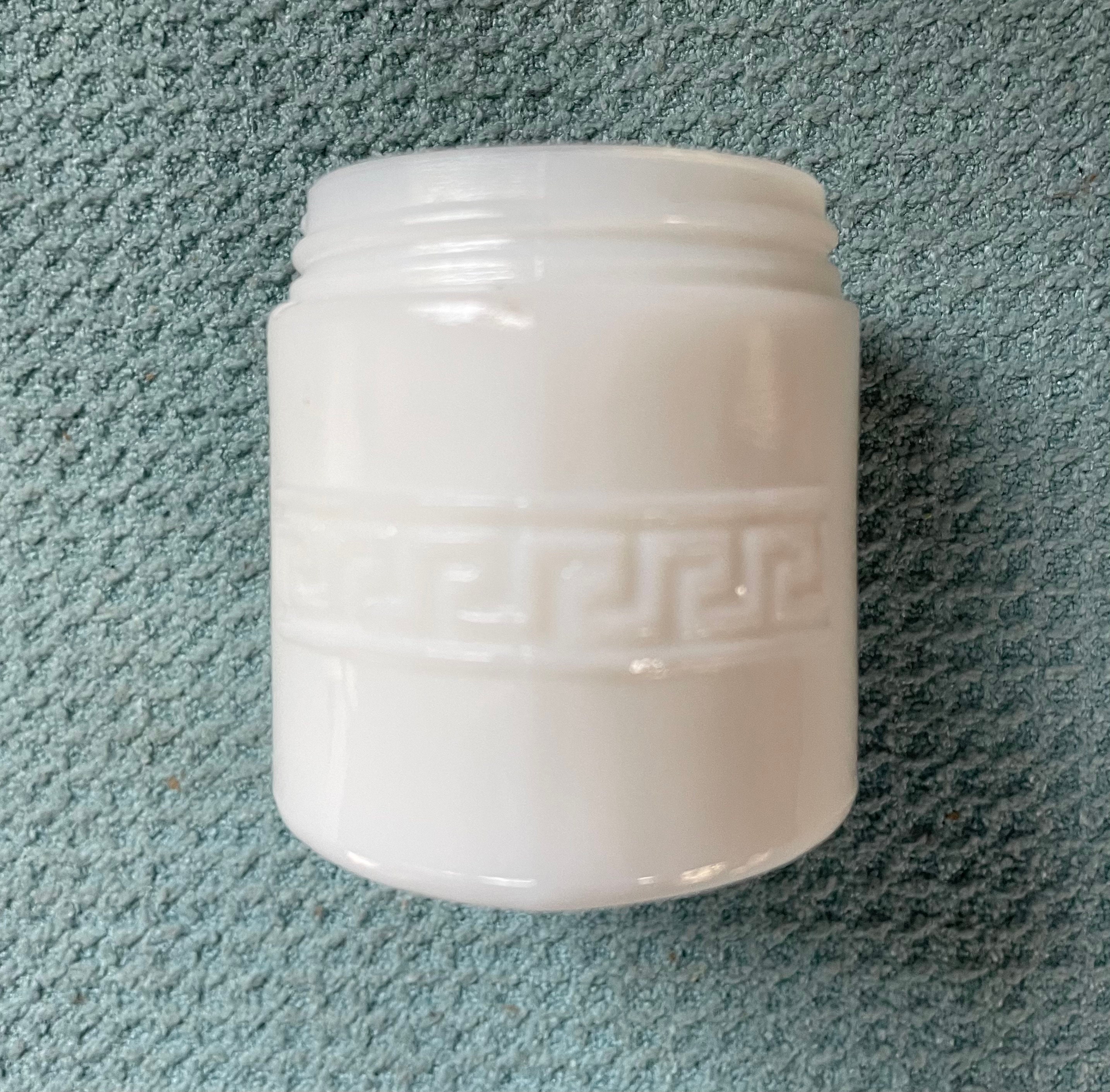 Vintage Woodbury Embossed Milk Glass Jar - Etsy