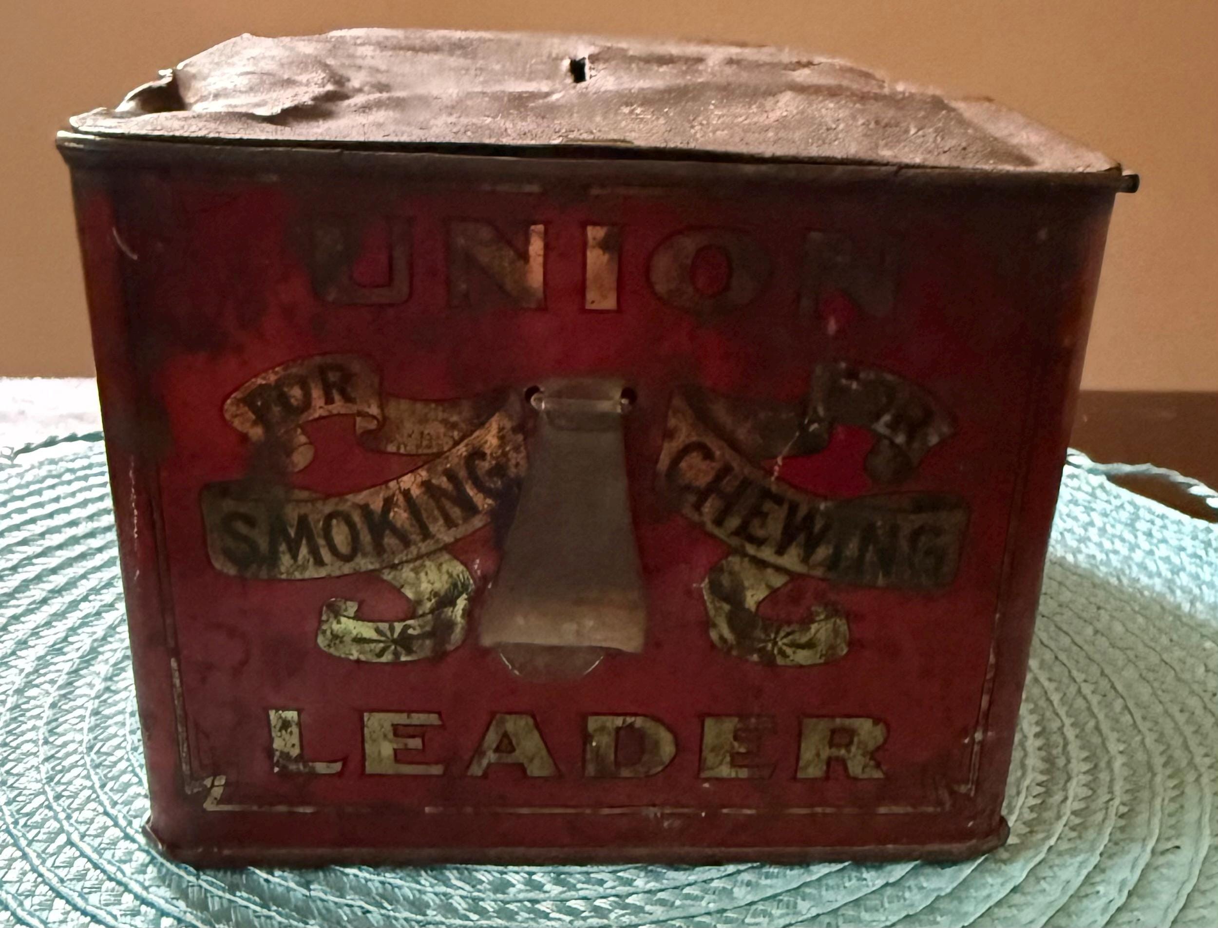 union leader tobacco tin history (Union Smoking Tobacco) - Hinge - Jim Rock Historic Can Collection Antique Union Leader Cut Plug