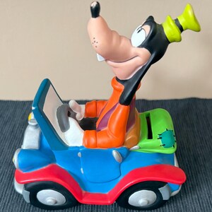 Vintage Disney Goofy In Car Coin Bank