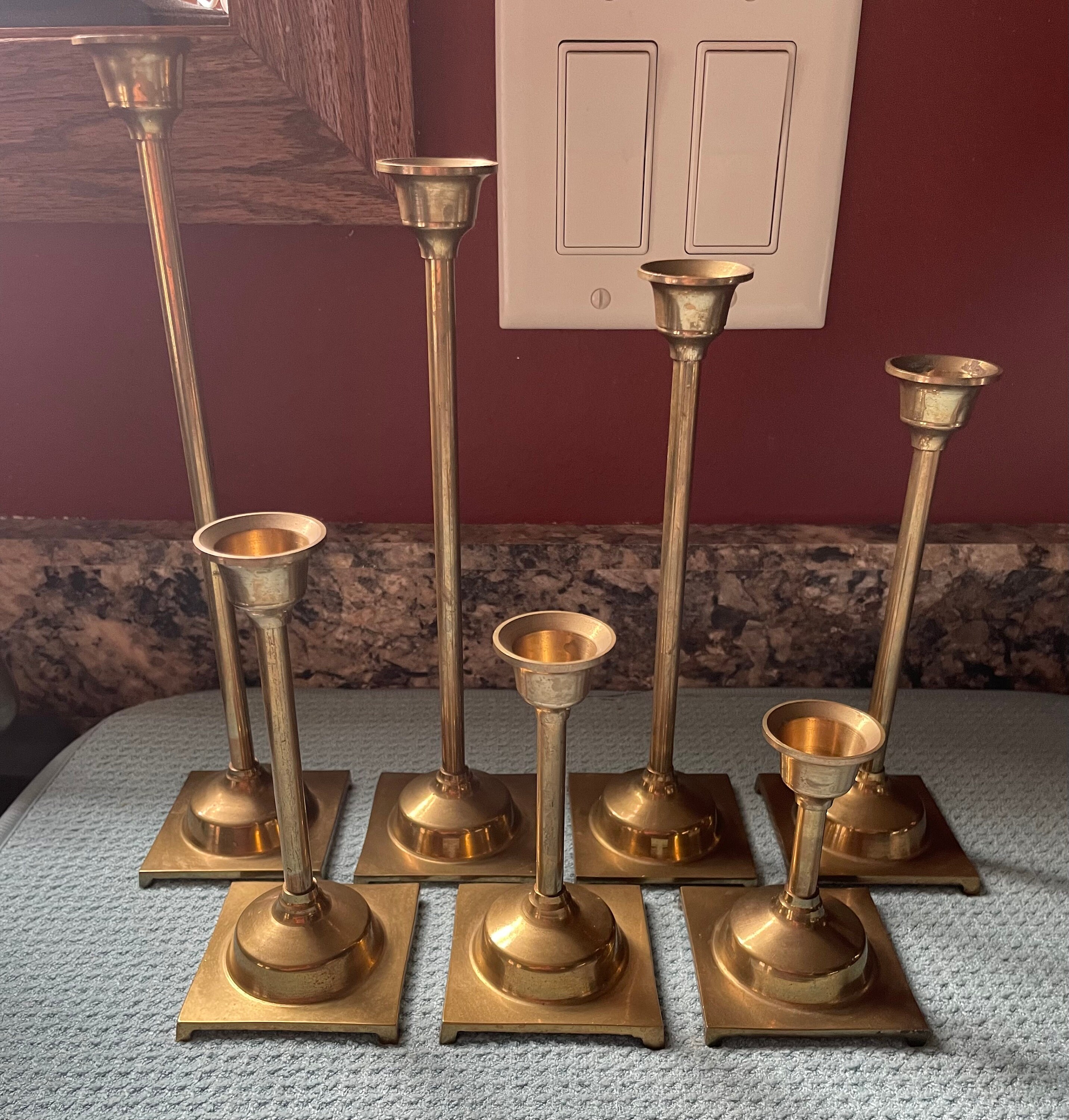 outlets buy Set at of 7 7 sale Brass Candlesticks, Candlestick Holders 