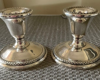 Vintage Rogers Sterling Silver Weighted Candle Holders 201 15 - Set Of 2