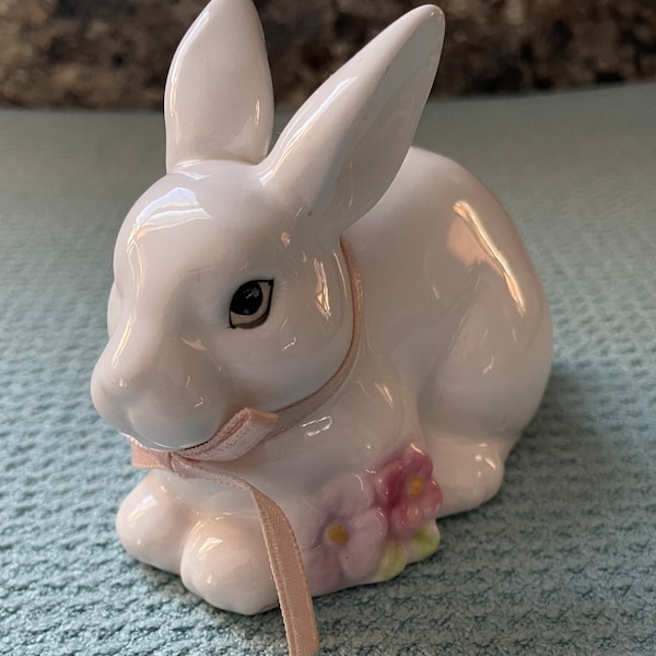 White Bunny Rabbit Figurine By Russ Berrie & Co