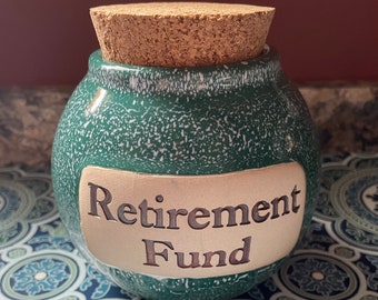 Retirement Ceramic Jar With Cork Stopper