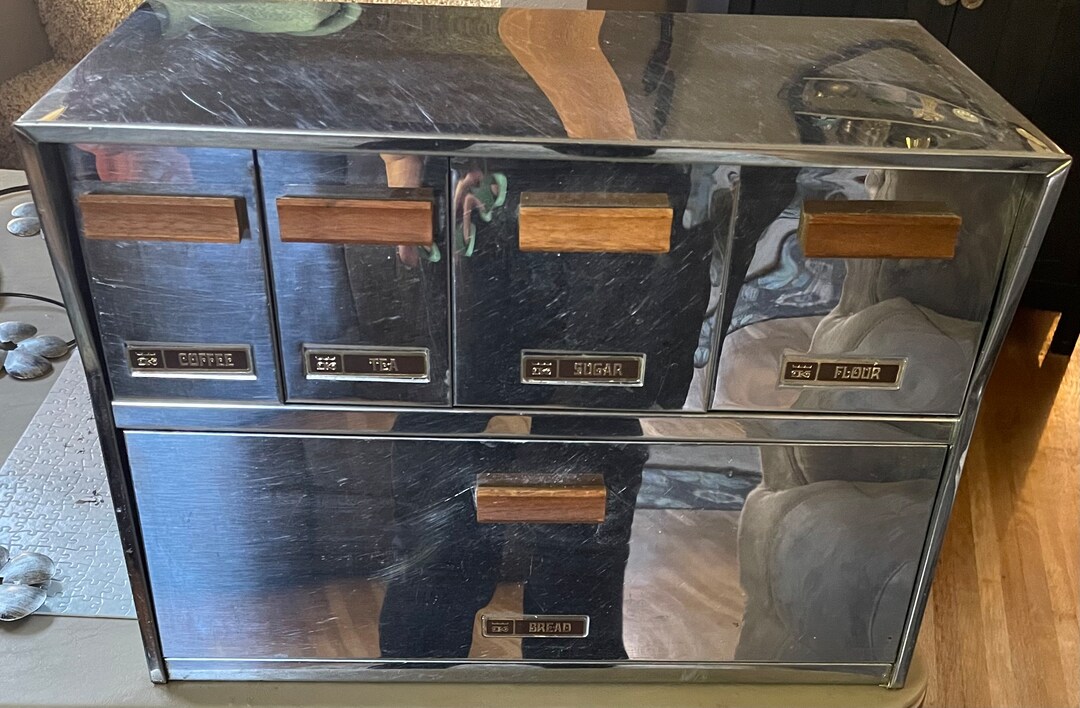 Vintage Krestline Chrome Canister Bread Box Etsy