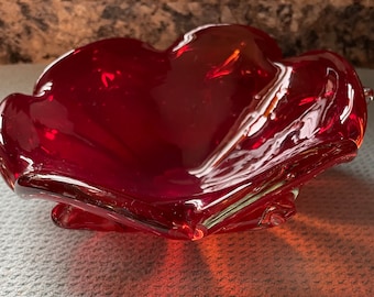 Vintage Red Glass Dish