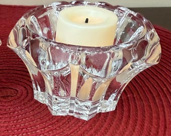 Set Of 2 Lead Crystal Cristal D'arques Sweetheart Votive Candleholders
