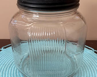 Antique Owens Illinois Ribbed Paneled Octagonal Jar - 2 Available