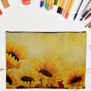 Accessory Pouch, Sunflower Lover Gift, Travel Beauty Bag, Cosmetic Bag, Gift for Women, Storage Pouch, Pencil Case, Travel Pouch, Floral