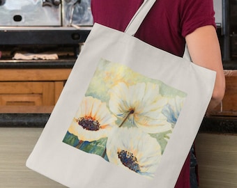 Floral Tote Bag, Aesthetic Tote, Canvas Tote Bag, Shoulder Bag, Cotton Tote Bag, Floral Bag, Everyday Reusable Bag, Art Tote Bag, Artsy Tote