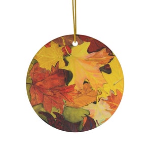 Ceramic Ornament, Fall Decor, Fall Gift, Autumn Gift, Autumn Decor, Autumn Leaves Ornament, Fall Ornament, Maple Leaf Decoration