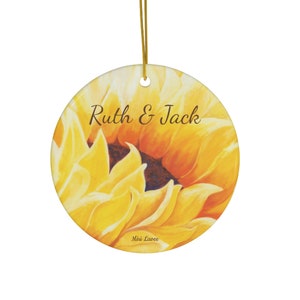 Sonnenblumen Wanddeko, Keramik Ornament, Name Ornament, neues Haus Geschenk, Sonnenblume Geschenk, neue Wohndekor, Florale Wanddeko