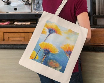 Tote Bag, Canvas Tote Bag, Shoulder Bag, Cotton Tote Bag, Flower Bag, Shopping Bag, Aesthetic Tote, Art Tote Bag, Colorful Artsy Tote Bag