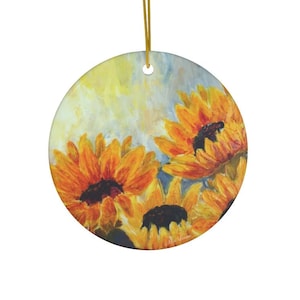 Keramik Ornament, Neues Zuhause Geschenk, Sonnenblumen Liebhaber Geschenk, Sonnenblume Deko, Blumen Wand Dekor, Sonnenblume Dekoration, Blumen Ornament