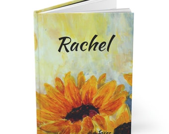 Personalized Journal, Name Journal, Personalized Gift, Hardcover Journal, Sunflower Gift, Line Notebook Journal, Floral Journal, Diary, A5
