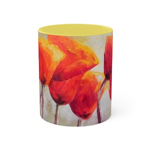 Tasse à café, tasse florale, tasse de 11 oz, cadeau de fleur de pavot, cadeau d&#39;amant de pavot, tasse d&#39;art, cadeau d&#39;amant de nature, cadeau de tasse en céramique pour les femmes, tasse pour maman