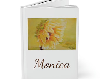 Personalized Journal, Name Notebook Journal, Hardcover Journal, Lined Journal, Sunflower Lover Gift, Sunflower Journal, Original Art, A5