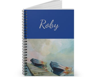 Personalized Notebook for Men, Name Gift, Gift for Men, Nautical Notebook, Spiral Notebook, Mens Notebook, Line Notebook, Fishing Boat