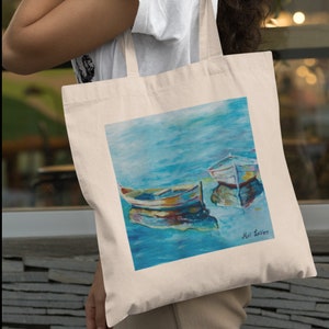 Nautical Bag, Cotton Tote Bag, Boat Bag, Shoulder Bag, Summer Bag, Sea Bag, Beach Bag, Blue Tote, Reusable Bag, Everyday Bag, Canvas Tote