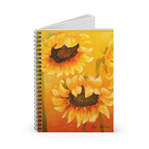 Spiral Notizbuch Journal, Blumen Notizbuch, Blumen Notizbuch, Sonnenblumen Notizbuch, Sonnenblumen Geschenk, Ästhetisches Notizbuch, Lineal Notizbuch