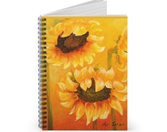 Spiral Notebook Journal, Floral Notebook, Flower Notebook, Sunflower Notebook, Sunflower Gift, Aesthetic Notebook, Ruled Line Notebook