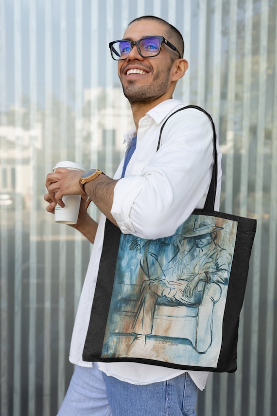 Cotton Canvas Tote Bag - Black - Men