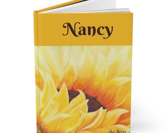 Personalized Journal, Hardcover Journal, Notebook Journal, Name Journal, Sunflower Lover Gift, Sunflower Journal, Personalized Gift