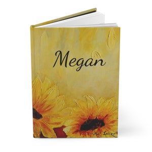 Personalized Journal, Name Notebook Journal, Hardcover Journal, Lined Journal, Sunflower Lover Gift, Sunflower Journal, A5 Journal, Custom