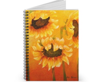 Spiral Notebook, Ruled Line Notebook, Notebook Journal, Floral Notebook, Flower Notebook, Sunflower Notebook, Sunflower Gift, Aesthetic