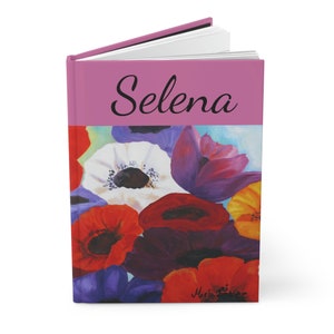 Personalized Gift, Floral Journal, Hardcover Journal, Personalized Journal, Line Notebook, Flower Lover Gift, A5 Journal, Anemones, Diary