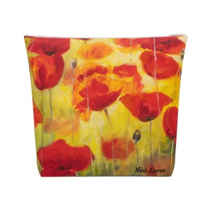 Makeup Bag, Cosmetic Bag, Beauty Travel Bag, Accessories Pouch, Gift for Mom, Gift for Girlfriend, Floral Makeup Bag, Red Poppy, Poppy Gift