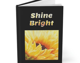 Inspirerande present, inbunden anteckningsbok, motivationspresent, strålande, present till solrosälskare, inbunden anteckningsbok, linjejournal, svart