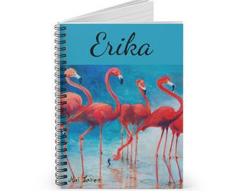 Personalized Notebook, Name Gift, Personalized Gift, Flamingo Notebook, Spiral Notebook, Turquoise Notebook, Notebook Journal, Animal