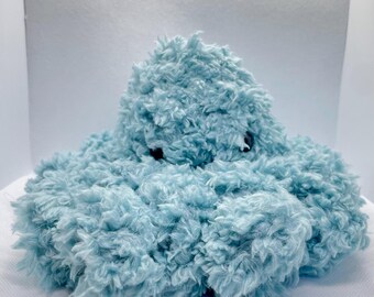 Blizzard - Blue Fluffy Medium Soft Handmade Crochet Octopus Plush