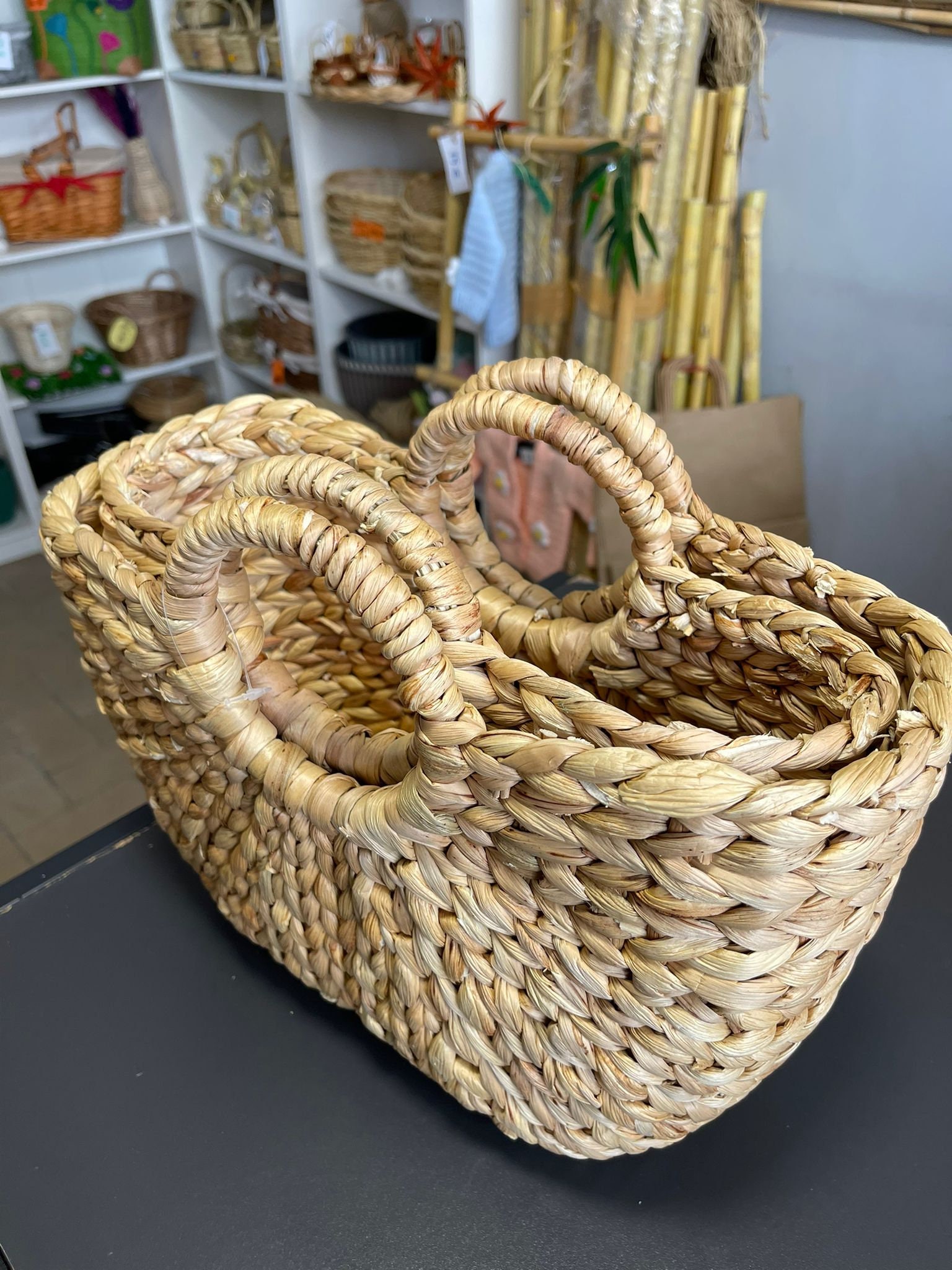 Water Hyacinth Basket With Handles Etsy
