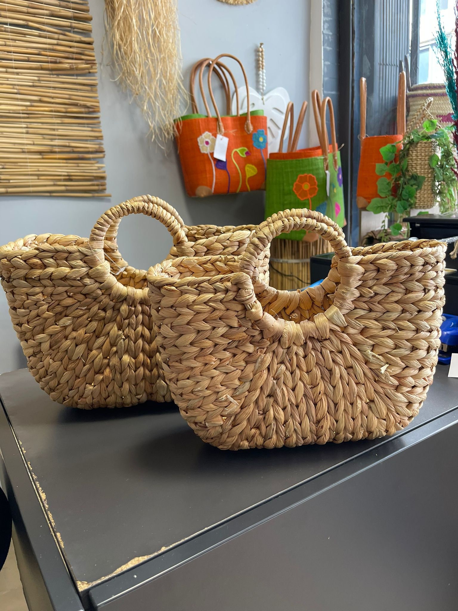 Water Hyacinth Basket With Handles Etsy
