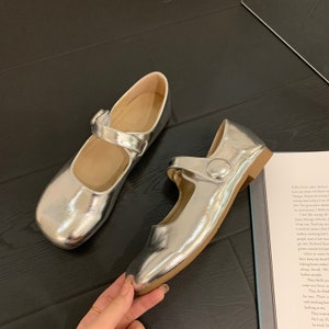 Women Sliver Mary Jane Shoes Women Retro Ballet Flats - Etsy