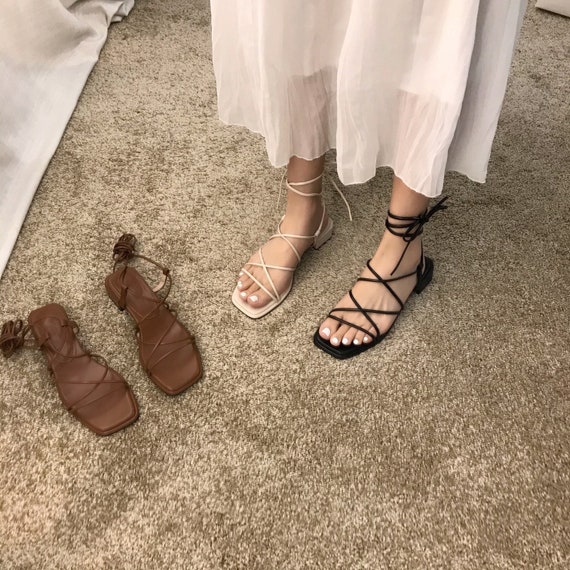 Women Sandals Lace up Flats Summer Sandals Flat Sandals Etsy