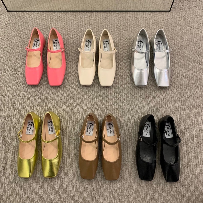 Women Ballet Flats | Women Vintage Shoes | Women Square Toe Flats | Ballerina Flats | Mary Jane Shoes | Square Head Thick Heel Shoes