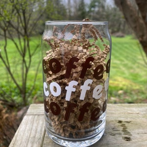 Iced Coffee Mug, Iced Coffee Cup, Glass Beer Can, Iced Coffee Glass, Coffee Cup, Glass Tumbler, Glass Cup - 16oz